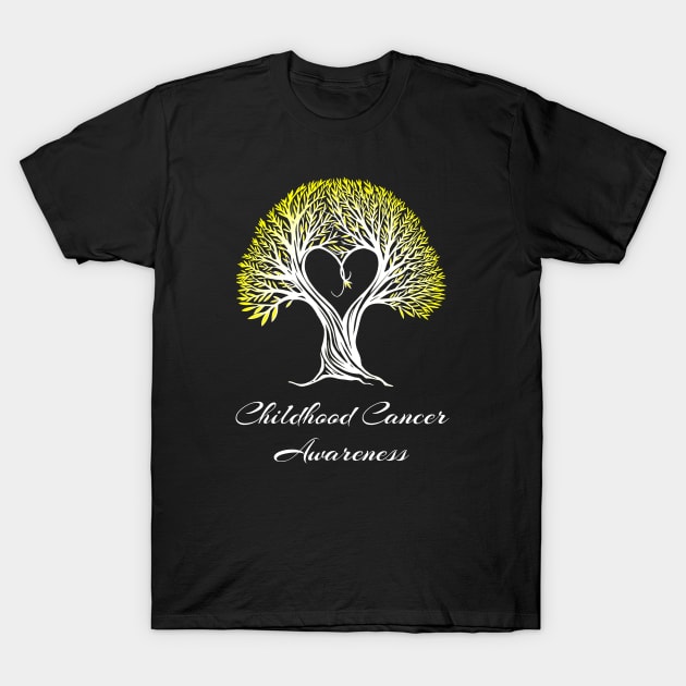 Childhood Cancer Awareness Tree With Heart T-Shirt by MerchAndrey